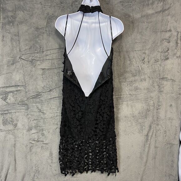 Bardot Size 6 Black Lace Halter Floral Cutout Backless Back Zip Dress Whimsigoth - Picture 8 of 16